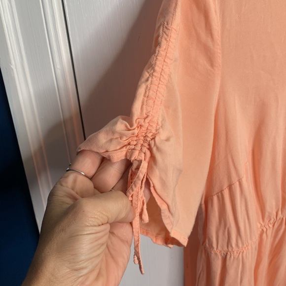 Torrid Babydoll Challis Tie Sleeve Peach Blouse Top W-523 Plus Size 1X - Picture 4 of 8